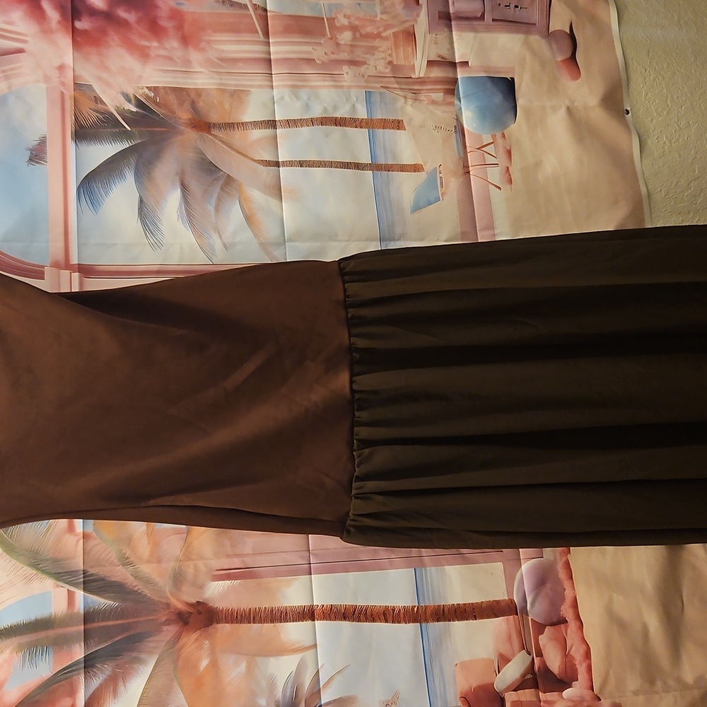 Missguided Brown Strapless Dress